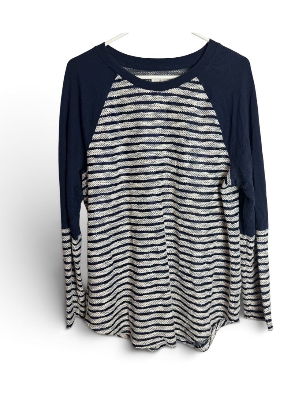 Lou & Grey Raglan Navy and White Striped Sheer Long Sleeve Tee Size XL